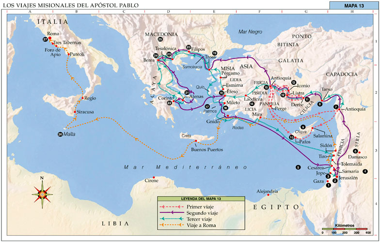 Mapas Viajes apostólicos San Pablo